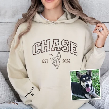 Kişiye Özel İşlemeli Köpek Kapüşonlu Köpek İsimli Sweatshirt Tişört
