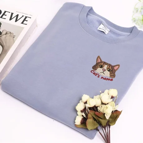Kişiye Özel Pet Nakış Köpek Kedi Fotoğraf İsim İşlemeli Tişört Hoodie Sweatshirt