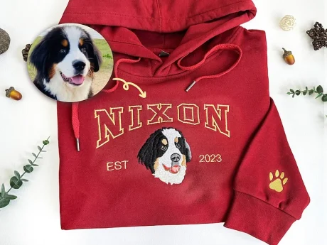 Özel Köpek Kapüşonlu Üstü İşlemeli Köpek İsmi, Kişiye Özel Pet Yüzlü Sweatshirt